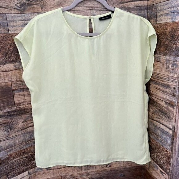 𝅺HALOGEN Top blouse SMALL Yellow Cap Sleeve casual NWT - Picture 2 of 11